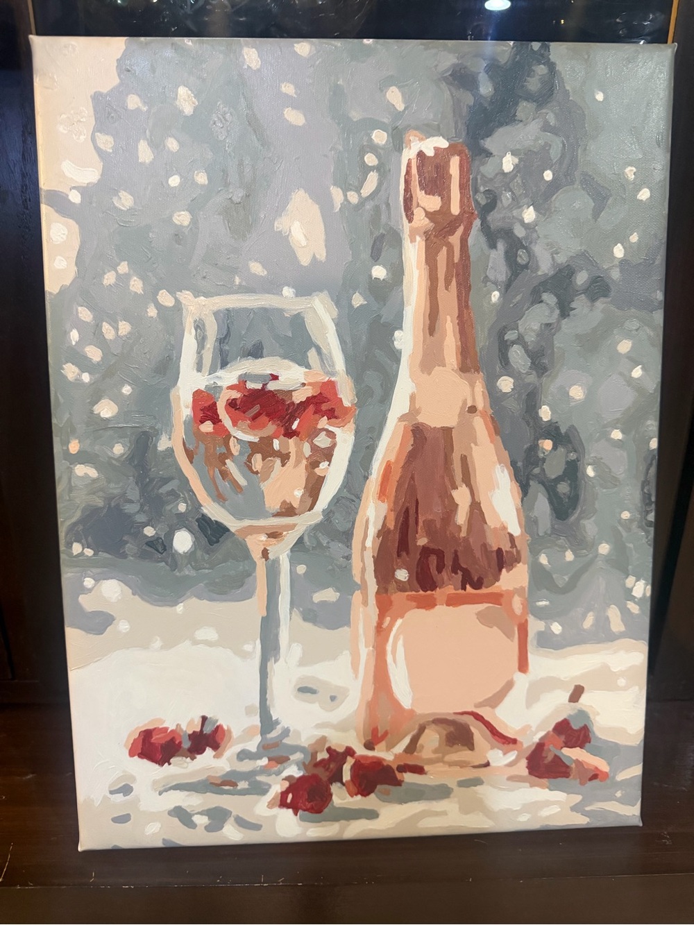 Rosé Bottle & Glass Still Life Canvas Art